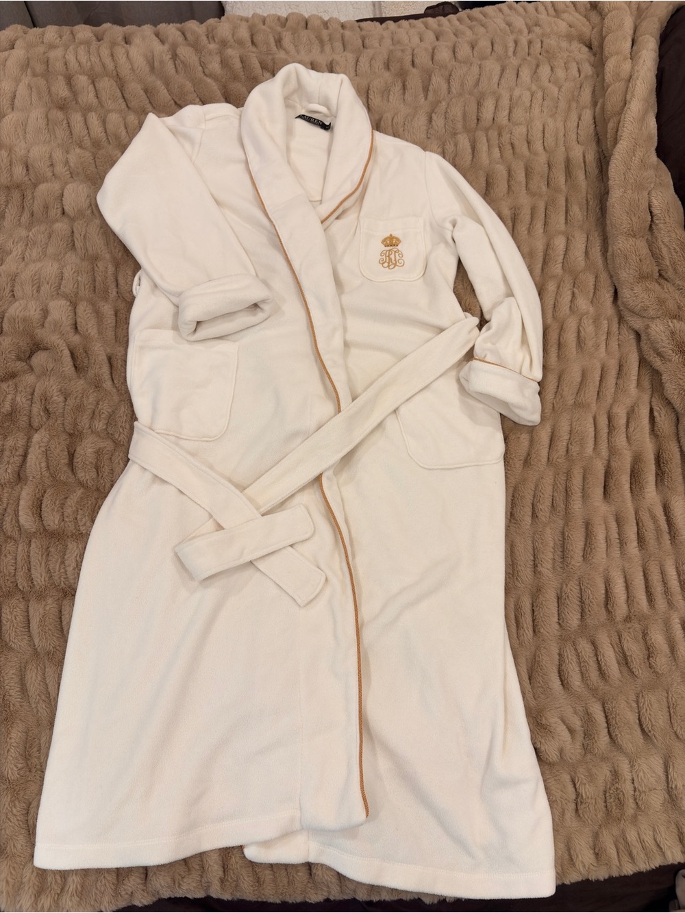 Ralph Lauren Embroidered Cream Robe